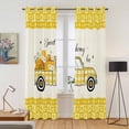 thumbnail image 2 of Bee Truck Kitchen Curtains Window Panels, Yellow Honey Daisy Floral Patterned Plaid Insulated Window Treatment Curtain, Grommet Curtains for Bedroom/Living Room/Bathroom, 2 Piece 42"Wx84"L, 2 of 8