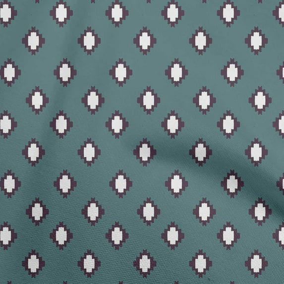 oneOone Cotton Poplin Teal Green Fabric Asian Ikat Diy Clothing Quilting Fabric Print Fabric By Yard 42 Inch Wide