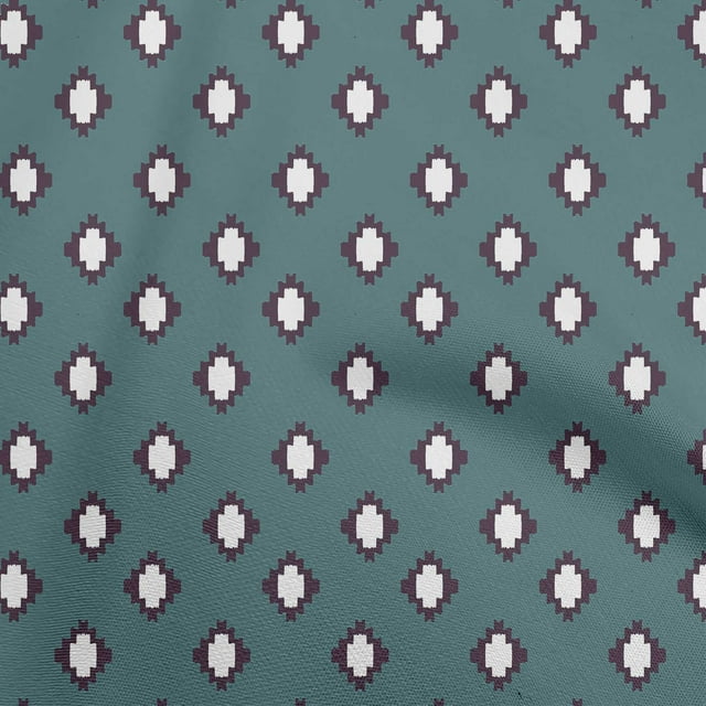 oneOone Rayon Teal Green Fabric Asian Ikat Craft Projects Decor Fabric Printed By The Yard 56 Inch Wide