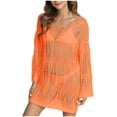 thumbnail image 7 of gakvbuo Summer Beach Cover Up Dress For Women Swimwear Bikini Bathing Suit Coverups Women's Sexy One Line Neckline Hollowed Out Woven Shirt Beach Bikini Cover Up, 7 of 7