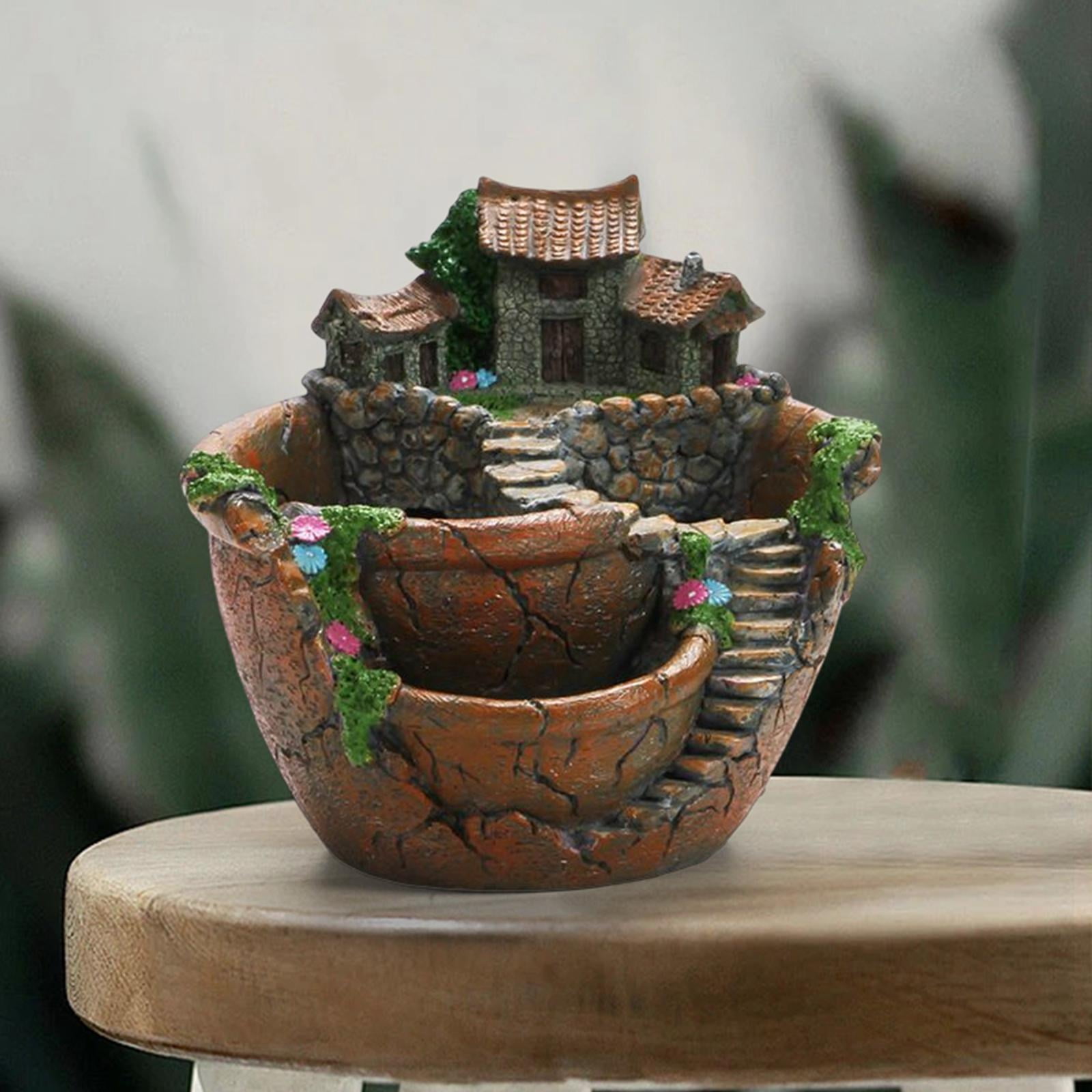 Succulent Plants Planter Flower Pot, Fairy Garden Design Crafts Creative Plant Flowerpot for Cacti Green Plant Balcony Store Orange