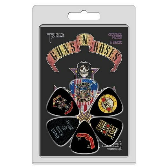 Perris Guns N' Roses Pics de Guitare sous Licence - 6 Pack, Noir, Jaune, Rouge