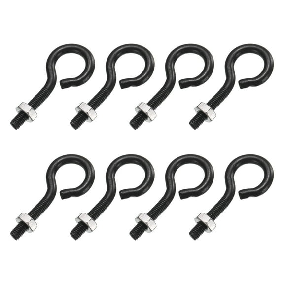 Uxcell 8 Pack Eye Bolts, M3 x 16mm 304 Stainless Steel Threaded EyeBolt Black Eye Hooks with Nut for Hanging or Securing Cables