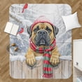 thumbnail image 4 of Playful Bullmastiff Welcomes Winter Snowy Day with Cardinal Bird Cozy Sherpa Blanket Dog Lover Warm Soft Throw Blanket - 2017, 4 of 5