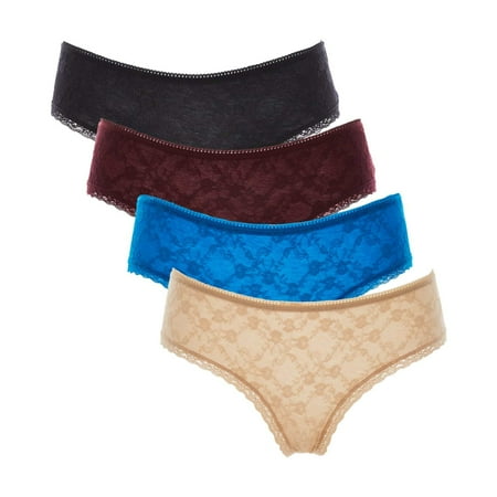 

Womens Low Waist Underwear Embossing Panties Hipster Soft Briefs Pack of 4