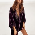 thumbnail image 7 of Noarlalf Velvet Tops for Women Velvet Shirt Women Women's Velvet Loose Sleeve Long Blouse Top Purple L, 7 of 7