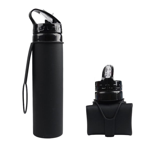 Collapsible Silicone Water Bottle, 600ml Portable Foldable Sports Bottle for Travel, Hiking & Outdoor Activities