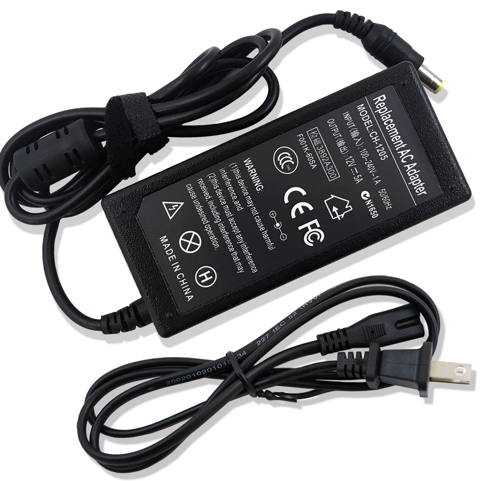 12 Volt 5 Amp (12V 5A) 60W AC Adapter Charger Power Supply Cord for