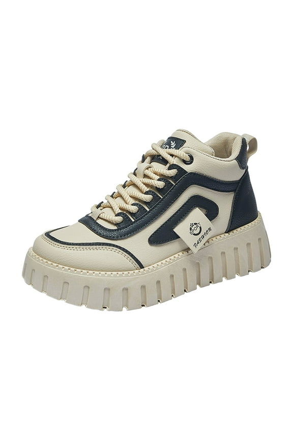 Women's Platform Sneakers High Top Canvas Shoes Lace up Casual Walking Tennis Shoe Black 7.5