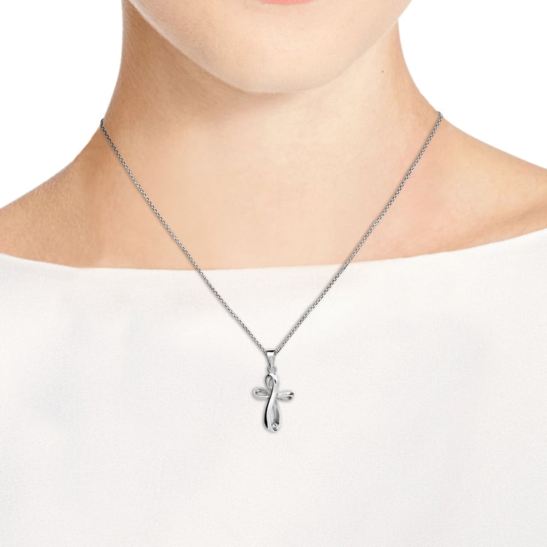 Schmuck Geschenk 925 Sterling Silber Box Chain Rhodiniert Zirkon Knoten Kreuz Ha