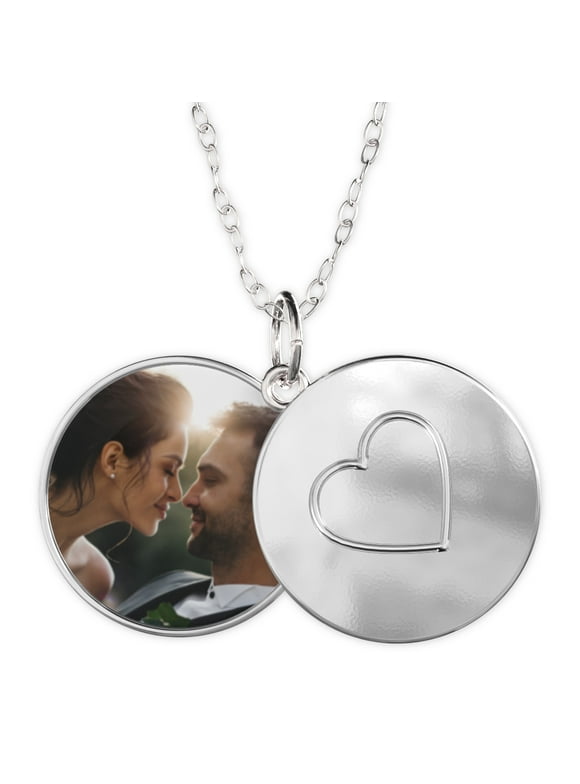 Sterling Silver Plated Sliding Photo Locket, Heart