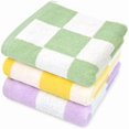thumbnail image 1 of wonima44 Jacquotha Checkered Hand Towels for Bathroom, Cotton 3-Piece Decorative Kitchen Towels, Guest, Gym in Sage Green, Yellow, Lavender, 13x28 Inches, 1 of 1