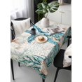 thumbnail image 6 of Teal Coastal Starfish Table Cloth, Vintage Summer Beach Nautical Coral Waterproof Tablecloth for Rectangle Tables, Reusable Washable Fabric Table Cover for Restaurant Kitchen Dining Tables 60"x120", 6 of 6