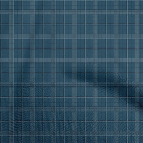 oneOone Polyester Spandex Teal Blue Fabric Check Sewing Craft Projects Fabric Prints By Yard 56 Inch Wide