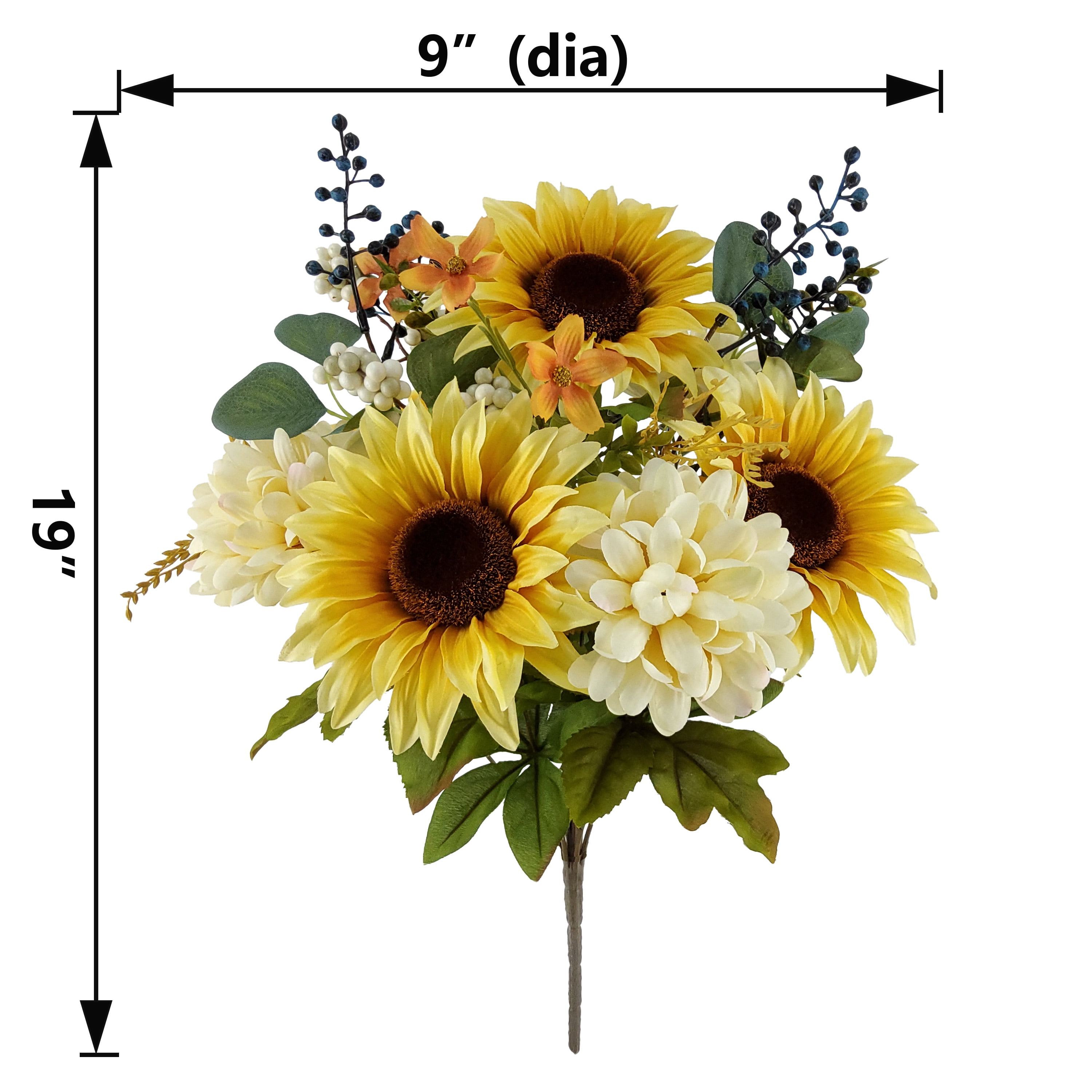 Mainstays Indoor 19 inch Artificial Polyester Sunflower Bouquet, Yellow Color