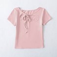thumbnail image 2 of Women's Summer Plus Size T-Shirts Casual Solid Color Short Sleeve Round-Neck Tee shirts Loose Fit Tops Clothes S-L, 2 of 6