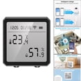 thumbnail image 3 of Termómetro digital Higrómetro Monitor WiFi Alertas Reloj despertador exterior Habitación Monitor Mini calibre para oficina en casa Dormitorio - NEGRO Sunnimix Sensor de temperatura, 3 of 8