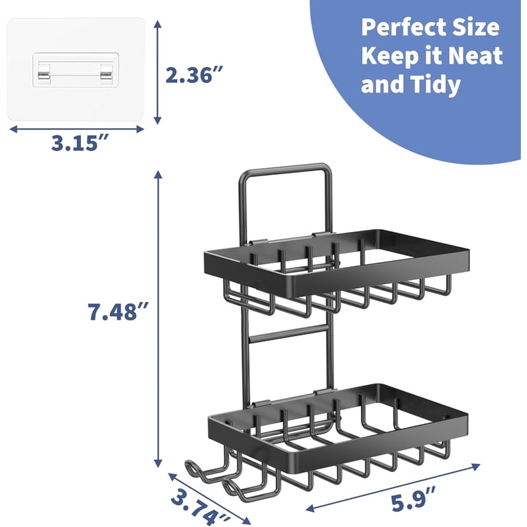 MASADI 2-Tier Soap Dish Holder – Wall Mounted, 304 Stainless Steel, With Drainage, White