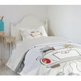 thumbnail image 4 of Ambesonne White Quilted Bedspread Set 2 Pcs, Retro Married Couple Car, Twin Size, Grey Red White, 4 of 6