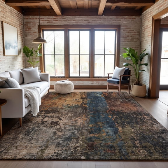 Addison Rugs Mayfield Premium Machine Washable Transitional Abstract Blue Rectangle Rug, 5' x 7'6"