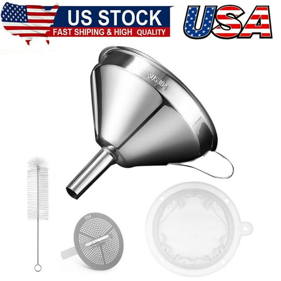 Kitchen Funnel for Filling Bottles, 5 Inch 18/8 Stainless Steel Funnel, Metal