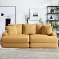 thumbnail image 2 of BUIORD 87" Oversized 3-Seater Sofa with Ottoman, Corduroy Sectional Couch with Pillows, Upholstered Sofa Couch, Deep Seat Chaise Lounge Sofa for Living Room Bedroom, Ginger, 2 of 9