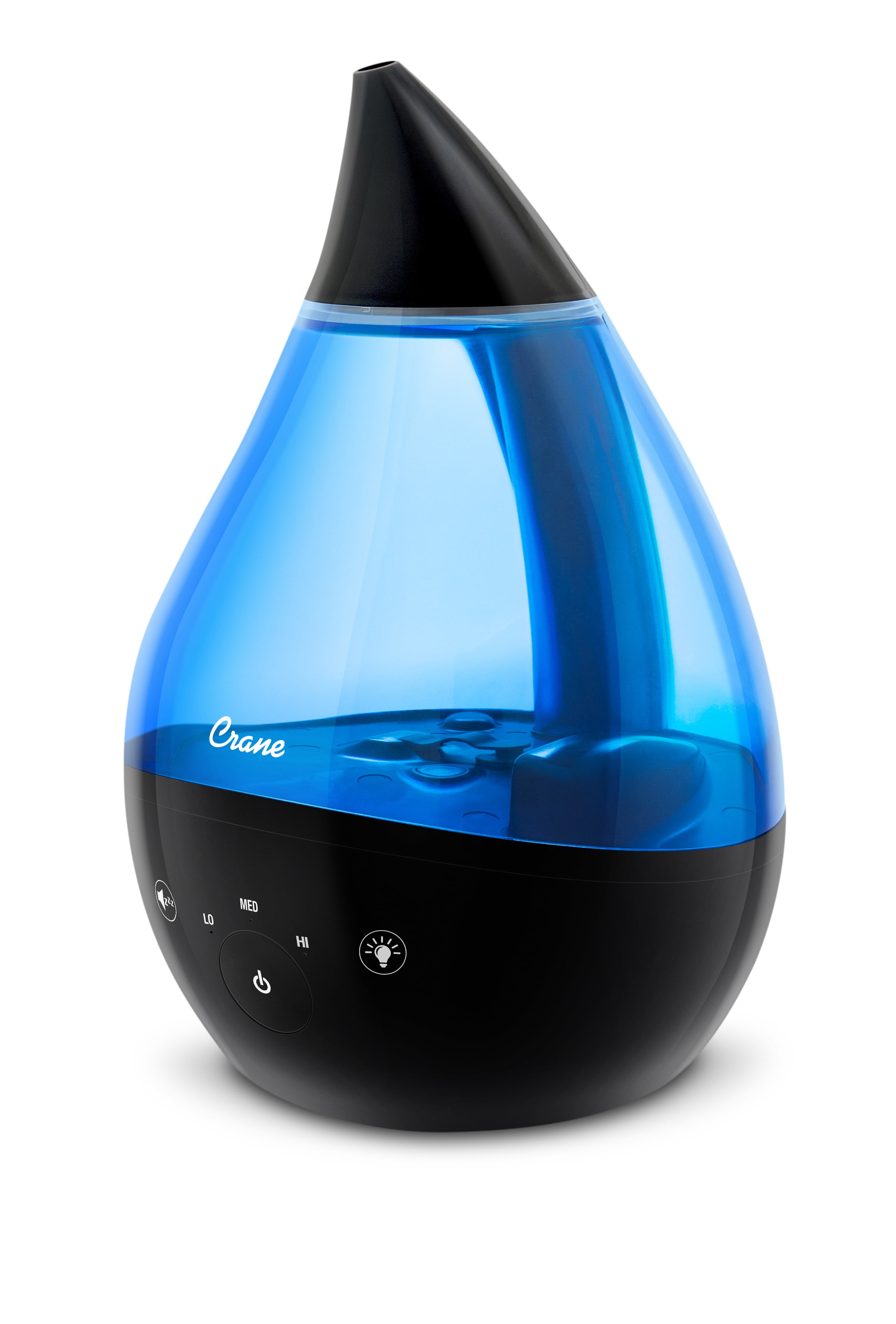 Crane USA Top Fill Drop 1 Gallon Ultrasonic Cool Mist Humidifier with 24 Hour Run Time Black & Blue