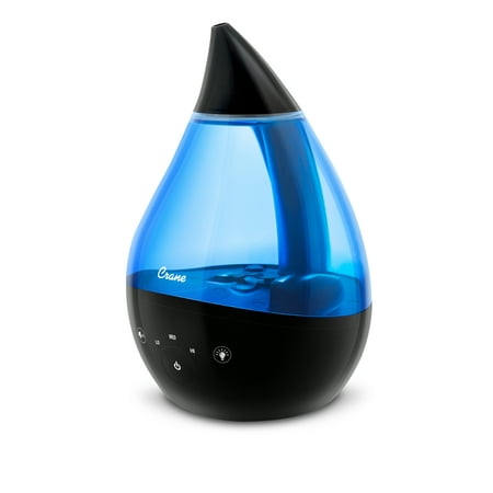Crane Top Fill Drop 1 Gallon Ultrasonic Cool Mist Humidifier with 24 Hour Run Time - Black &