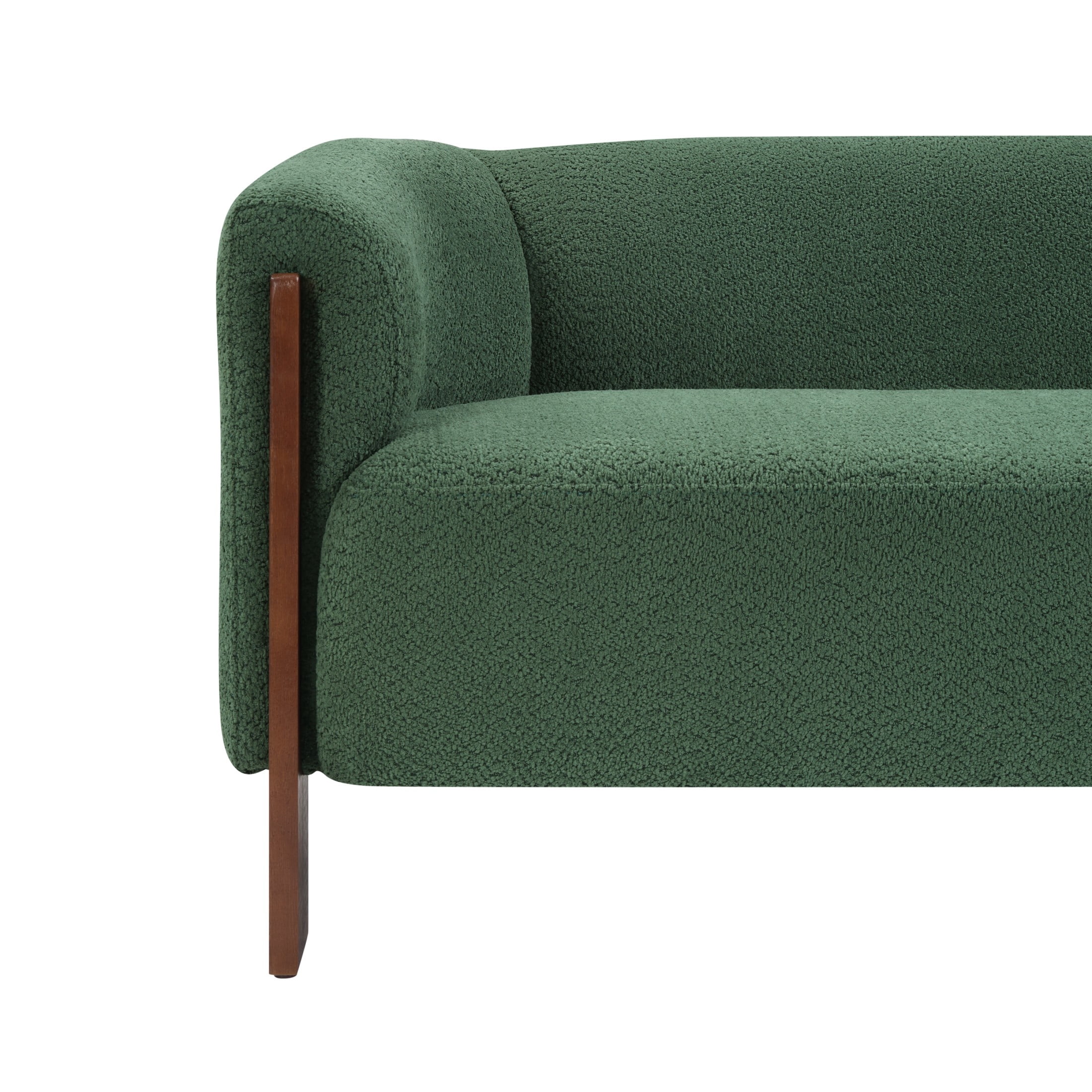 Christopher Knight Home Curved Boucle Loveseat, 2-Seater Sofa with Rubberwood Legs, Foam Cushion, Green