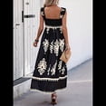 thumbnail image 4 of Vestido Bohemio con Cuello Cuadrado para Mujer, Informal, , para y Verano, Ideal para Vacaciones en la Playa 2025. Negro L, 4 of 9