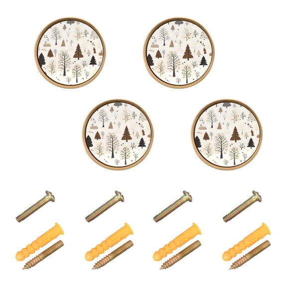 Yayeee 8 Pack Cabinet Knobs with Screws Round Zinc Drawer Pulls for Kitchen, Winter Forest