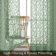 thumbnail image 4 of OVZME Leila 2PCS Sage Green Extra Long 120 Inches Sheer Curtains, Voile Jacquard Leaf Textured Semi-Sheer Drapes, Farmhouse Style with Rod Pocket for Living Room & Bedroom, 52" W x 120"L, Sage Green, 4 of 7