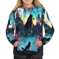 thumbnail image 3 of KLL Artistic Moon Valley Wolf for Womens Pullover Hoodie with Pocket Hooded Long Sleeve Shirts Sweatshirt for Women-XX-Large, 3 of 7