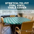 thumbnail image 4 of Sorfey Oval Vinyl Table Cover Checkered Fitted Picnic Tablecloth, Burgundy 48" x 68", 4 of 8