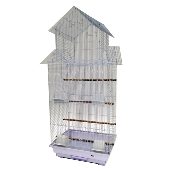 YML Bar Spacing Tall Pagoda Top White Small Bird Cage, 18" L X 14" W X 42" H
