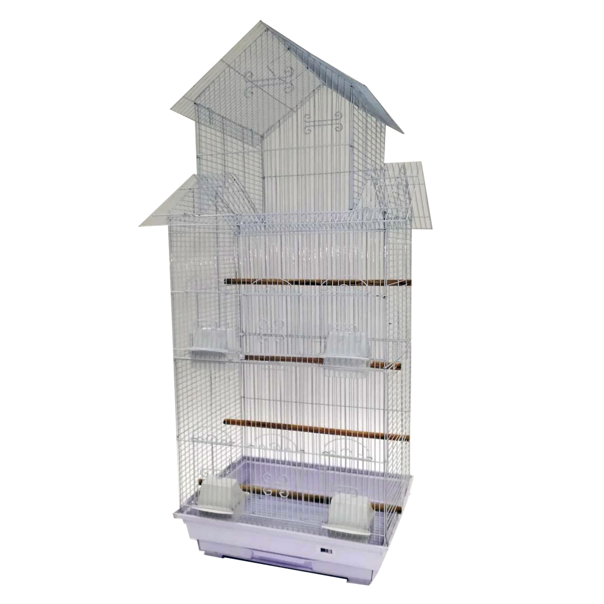 YML Bar Spacing Tall Pagoda Top White Small Bird Cage, 18" L X 14" W X 42" H