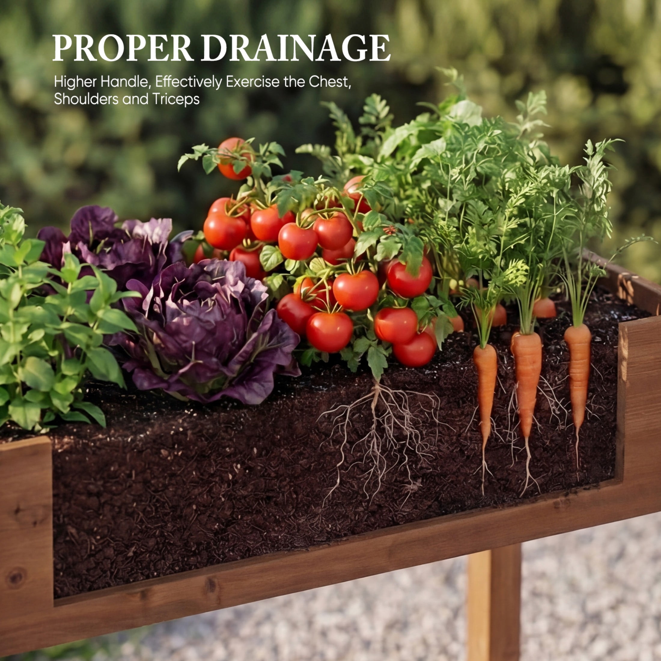 SHOUFTW Elevated Wooden Planter Box-34"x18"x30" Raised Garden Bed with Built-in Drainage & Protective Liner for Backyard, Patio & Balcony, Brown