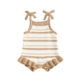 thumbnail image 2 of Aojekbee Baby Girl Summer Romper Cute Sleeveless Bow Strap Ruffle Bodysuit Newborn Playsuit, 2 of 10