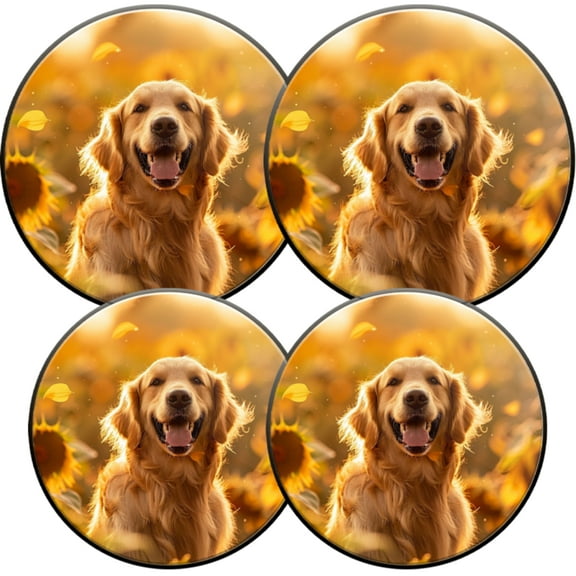 Gas Stove Burner Cover,Electric Stove Top Protector,Easy to Clean,Golden Retriever Smiling in a Sunflower Field