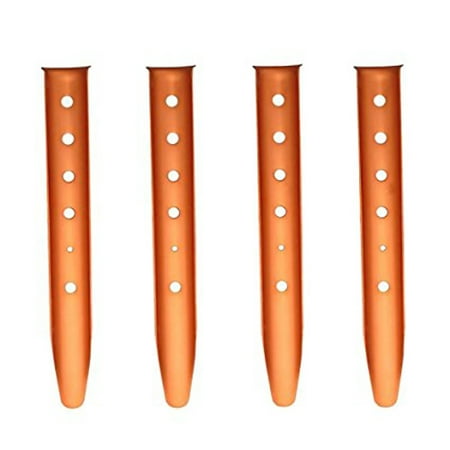 Set of 4 Orange Aluminum Tent Stakes for Camping in Snow and (Best Tent Stakes For Sand)