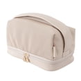 thumbnail image 1 of Hukapapa Bolsa de cosméticos avanzada, bolsa de cosméticos portátil de gran capacidad, bolsa de almacenamiento de lavado de alto valor, color blanco, 1 of 5