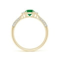thumbnail image 2 of ANGARA Natural Three Stone Emerald and Diamond Ring in 14K Yellow Gold for Women (Size-5mm) | May Birthstone, Birthday, Anniversary, Jewelry Gift for Women | Natural Emerald Ring, 2 of 9
