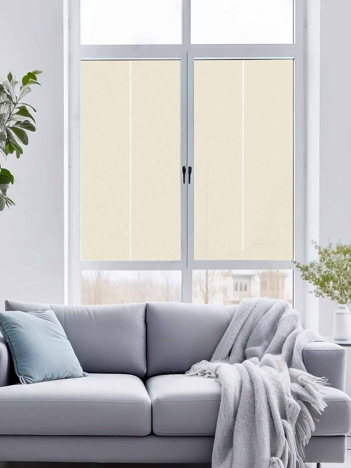 No Glue Heat Blocking Window Flims, Cream Window Privacy Film Frosted, Farmhouse Solid Beige Color Modern Art Peep-proof Door Windows Tint for Bathroom, Dormitory, 17.7 x 78.7 Inches