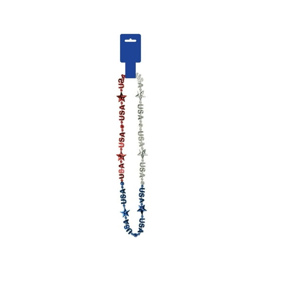 Party Central Club Pack of 12 Red and Blue Beaded USA Necklaces with Patriotic Stars 36"
