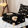 thumbnail image 5 of Manfei Kawaii Cat Zipper Queen Comforter Set with Fitted Sheet and 2 Pillowcases, Galaxy Kitten Zipper Bedding Set, Black Cream, Polkadot Reversible, 4pcs, 5 of 7