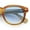 Yellow - Blue, variant on Bamboo Wood Arm Keyhole Round Horn Rim Hipster Vintage Vibe Sunglasses Slate - Smoke