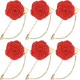 thumbnail image 1 of Rose Brooch Pin Cloth Flower with Gold Leaf Brooch, Lapel for Men Wedding Accessories, 1 of 5