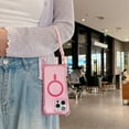 thumbnail image 6 of Magnetic Case for iPhone 12 Pro Max, Clear Back Case Shockproof Enhanced Corners Drop Protective Phone Cover with Detachable Lanyard and Wrist Hand Strap, Compatible with Mag-Safe, Pink, 6 of 10