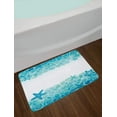 thumbnail image 2 of Ocean Bath Mat, Modern Sealife Marine Sea Shells Stars Fish Under The Sea Image, Plush Bathroom Decor Mat with Non Slip Backing, 29.5" X 17.5", Turquoise Seafoam, 2 of 2
