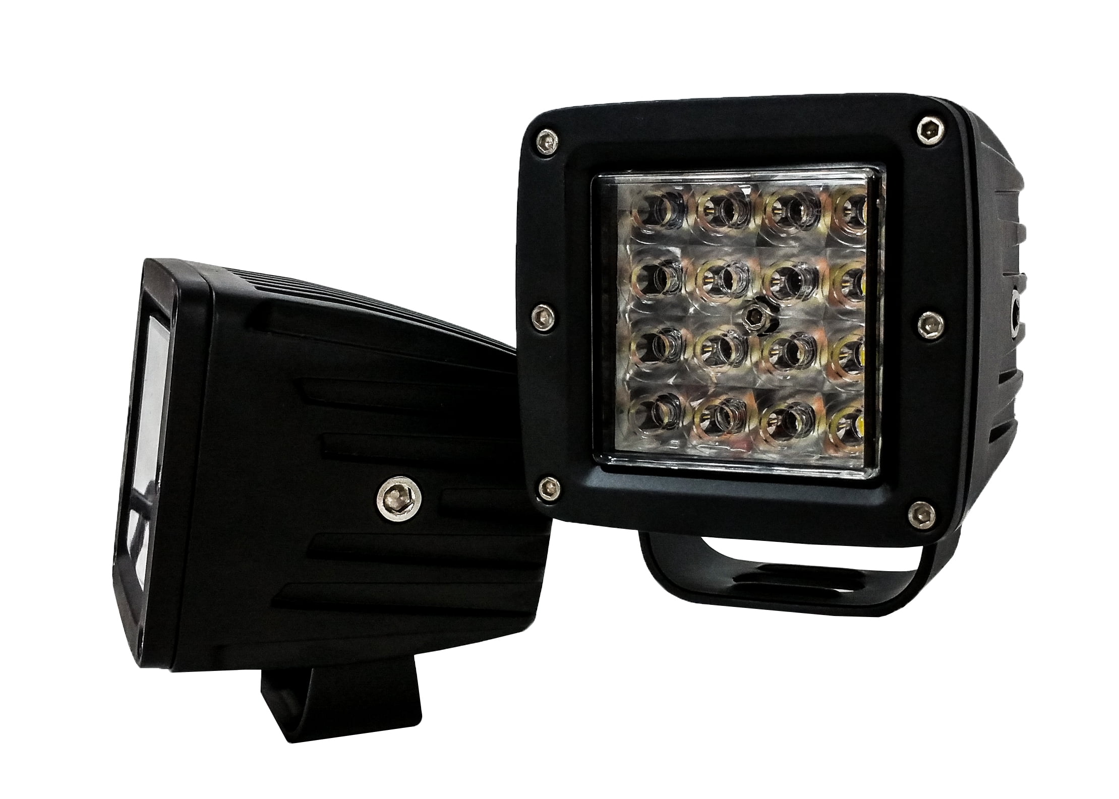 OZ-USA 3" White Amber LED Pod lights Dual Color Steady Flash Strobe Driving Fog Spot Emergency Light for Off-road Truck SUV ATV Motorcycle Boat Marine Heavy Equipment Vehicle. (1 Pair)